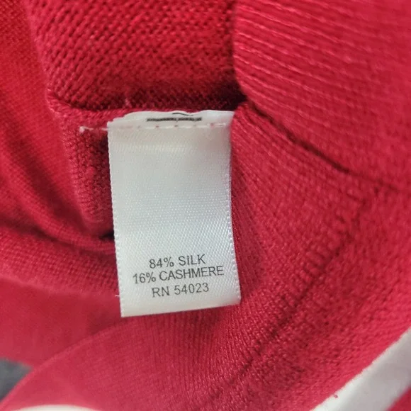 Banana Republic Sweater Womens Large Red Cashmere Silk Crewneck Preppy Holiday - Picture 5 of 11